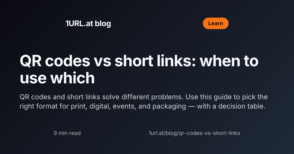 Okteve Short Code QR codes vs short links: when to use which | 1URL.at